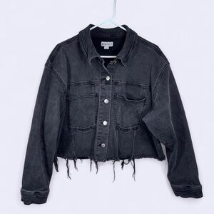 Ava & Viv Cropped Denim Jacket – Black | Size 1X
